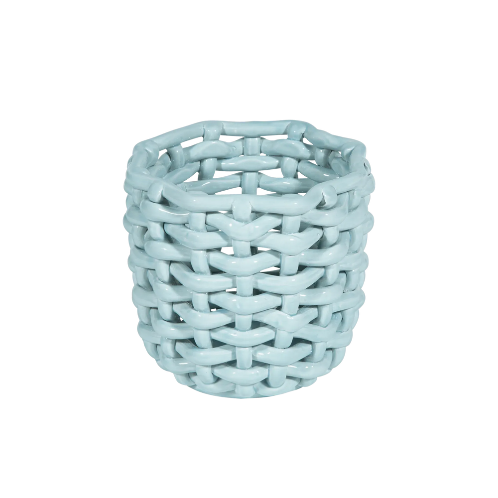 Sky Blue Basketweave Planter