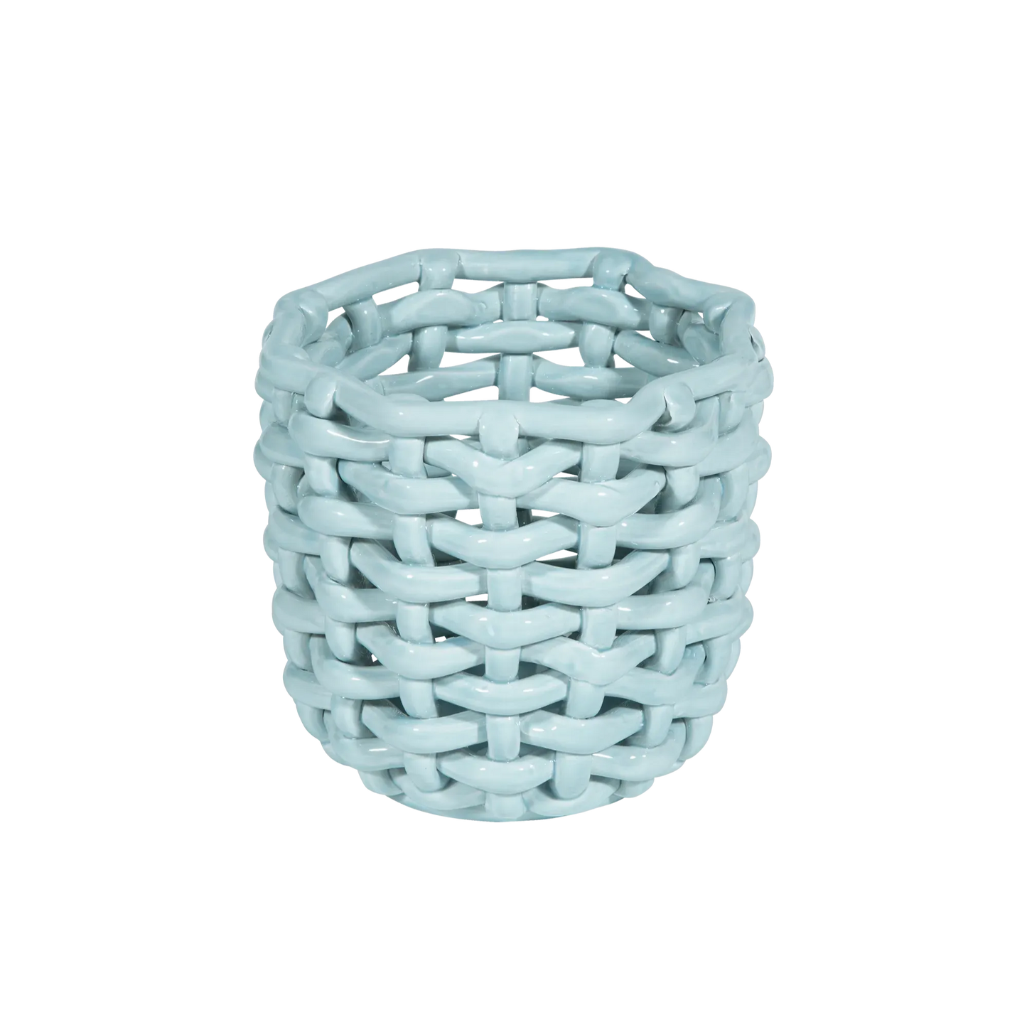 Sky Blue Basketweave Planter