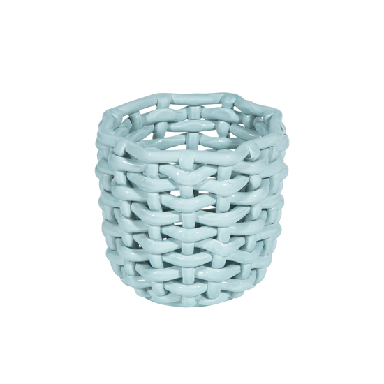 Sky Blue Basketweave Planter