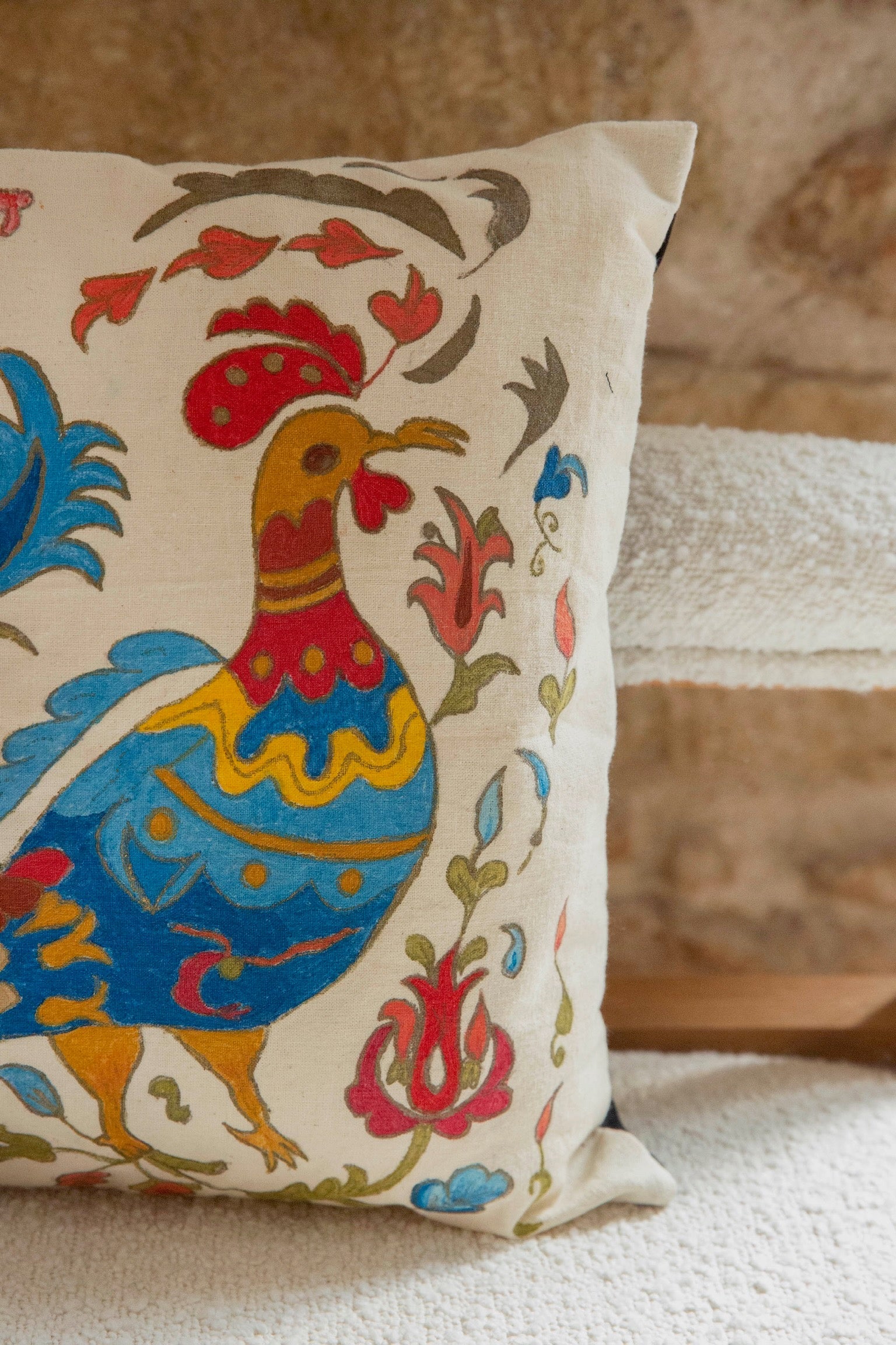 Byzantine Rooster Vintage Pillow