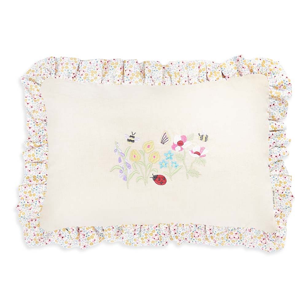 Rectangle Linen Frill Cushion - Wildflower Garden