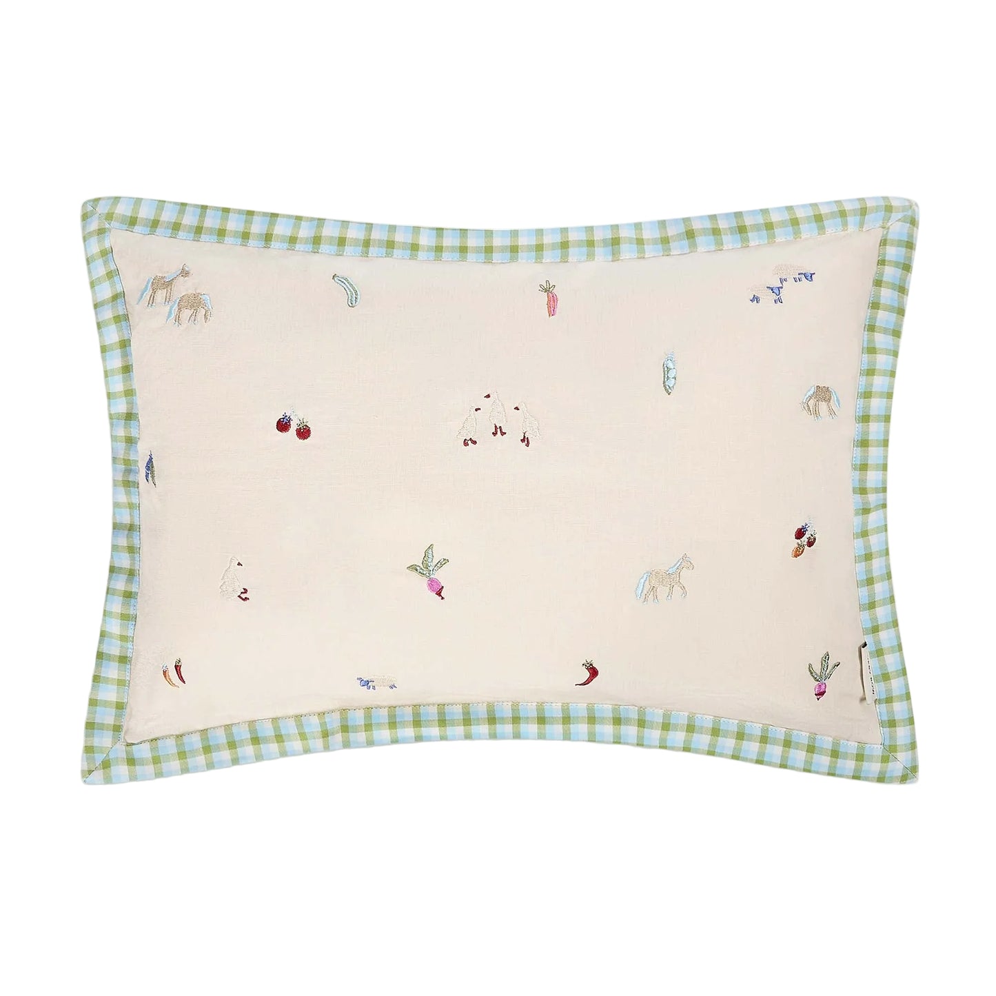Embroidered Linen Scatter Cushion - Little Farm