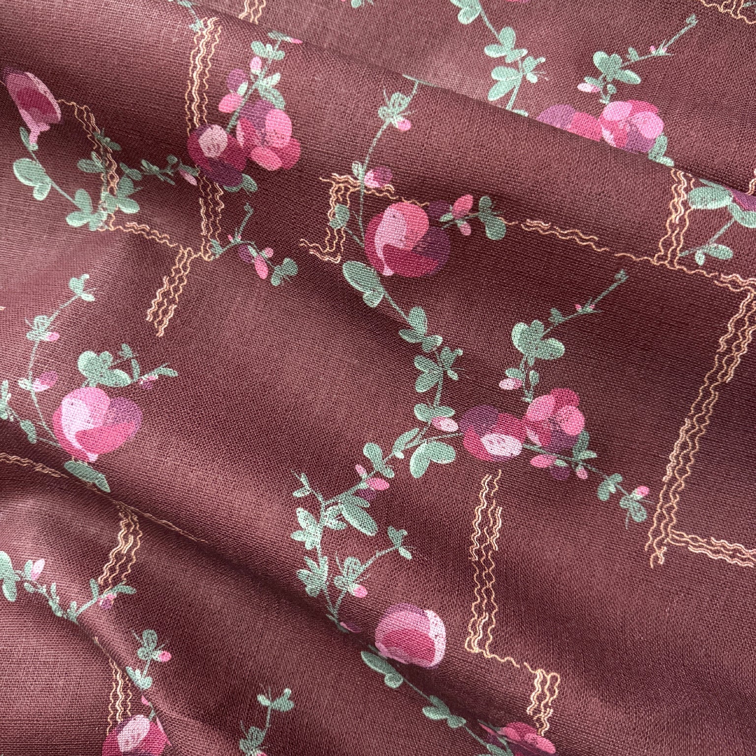 Coco, Fuchsia on Brick Linen Fabric
