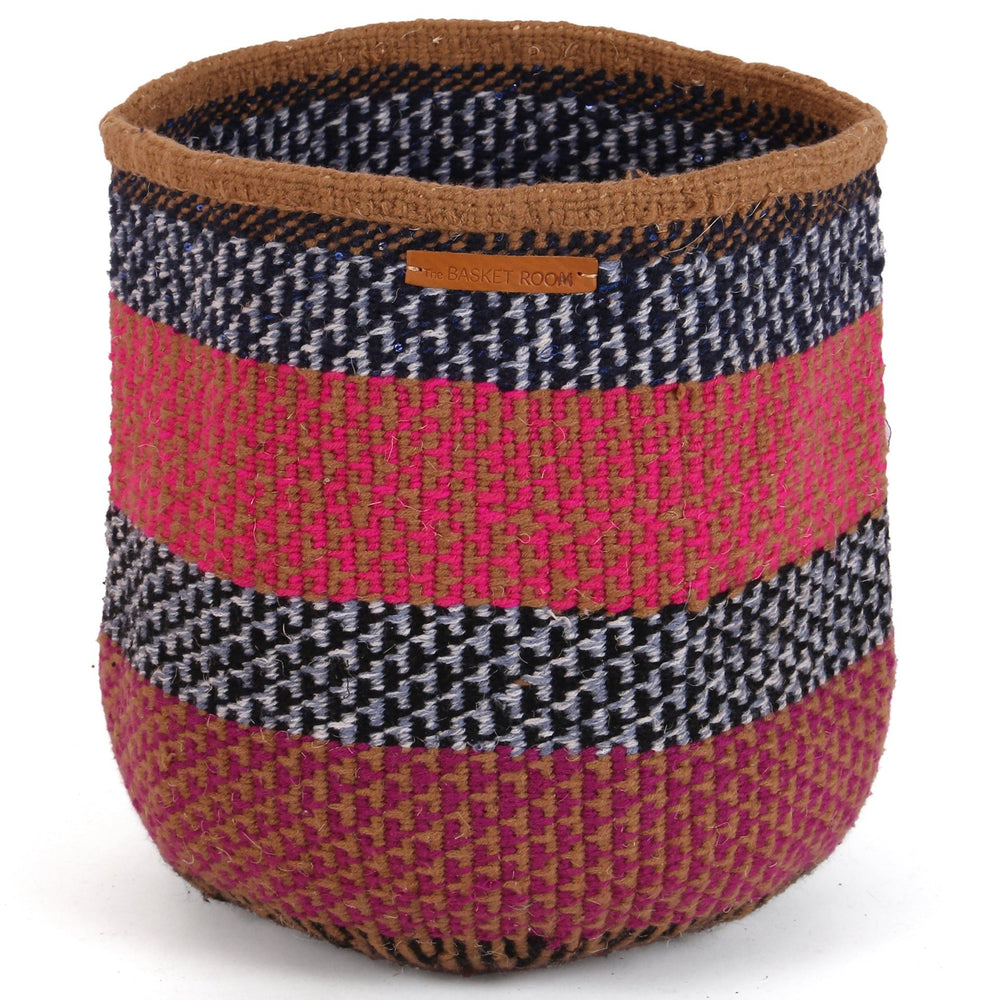 SHAKA: Large Pink, Blue and Brown Wool Basket