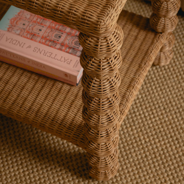 Bobbin Rattan Side Table, Oak