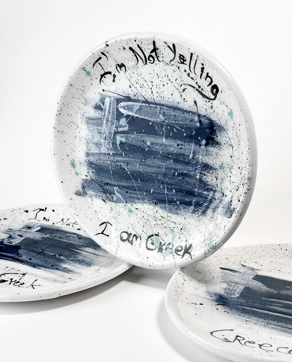 I AM GREEK - Hand Painted Ceramic Plates SET of 4-
