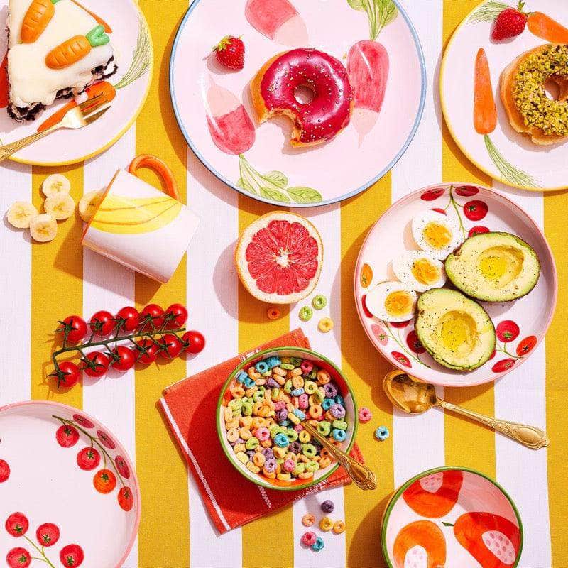 Hand-painted Large Radish Dinner Plates (Set of 2)