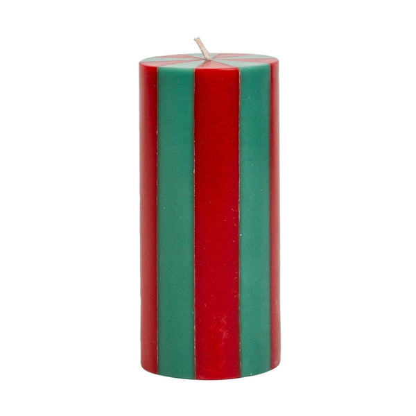 Medium Pillar Candle - Racing Red / Green