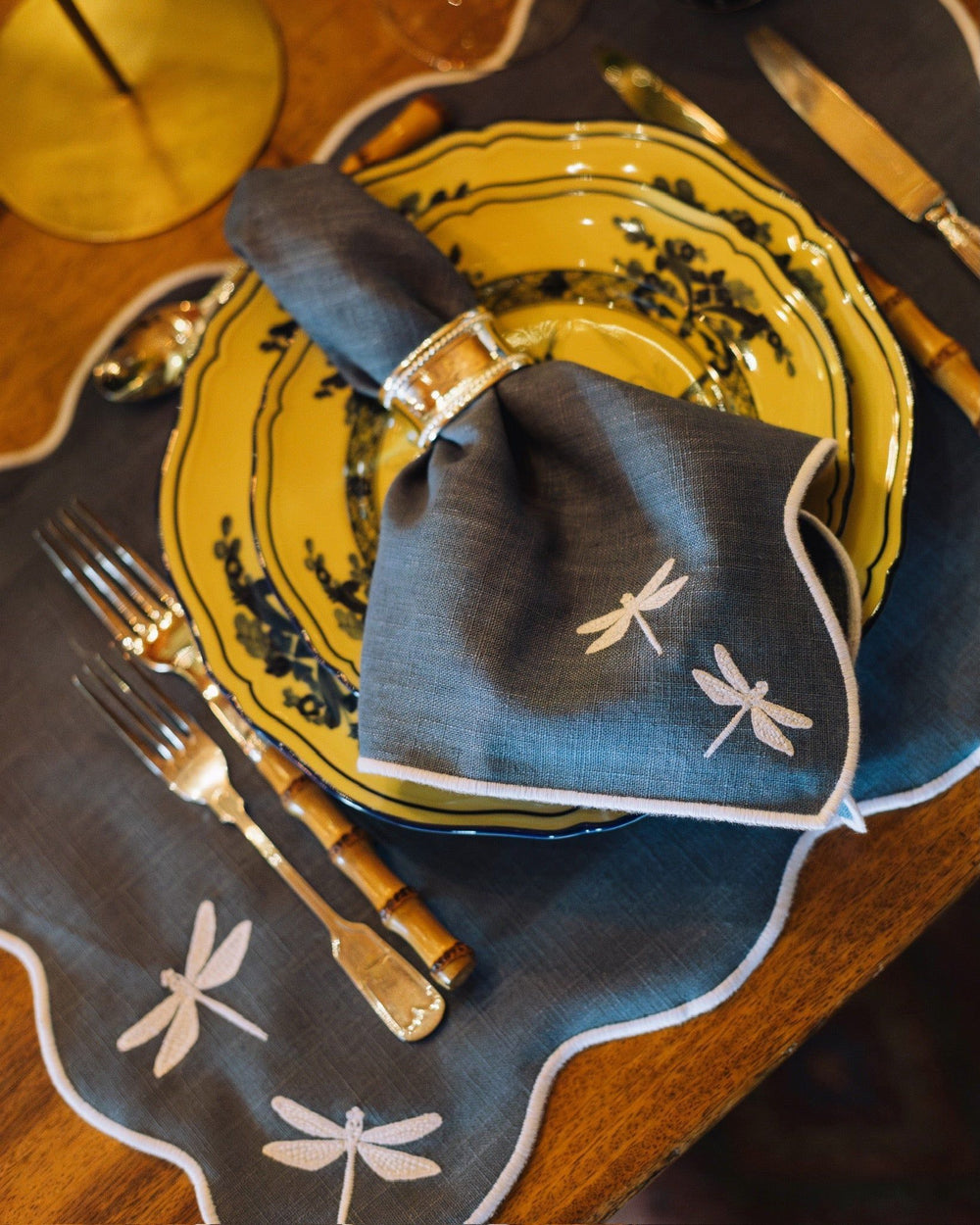 Libelinhas IEA Napkin, Blue with White