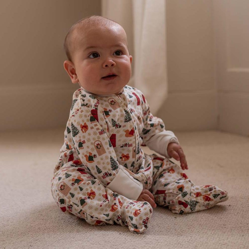 Christmas Baby Jersey Sleepsuit - Festive Forest