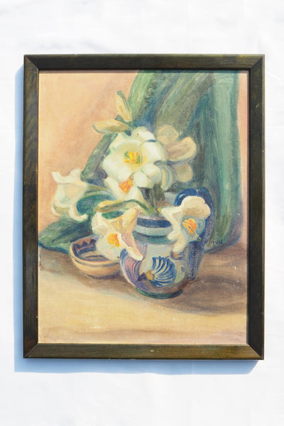 Vintage Oil on Board Still Life Painting