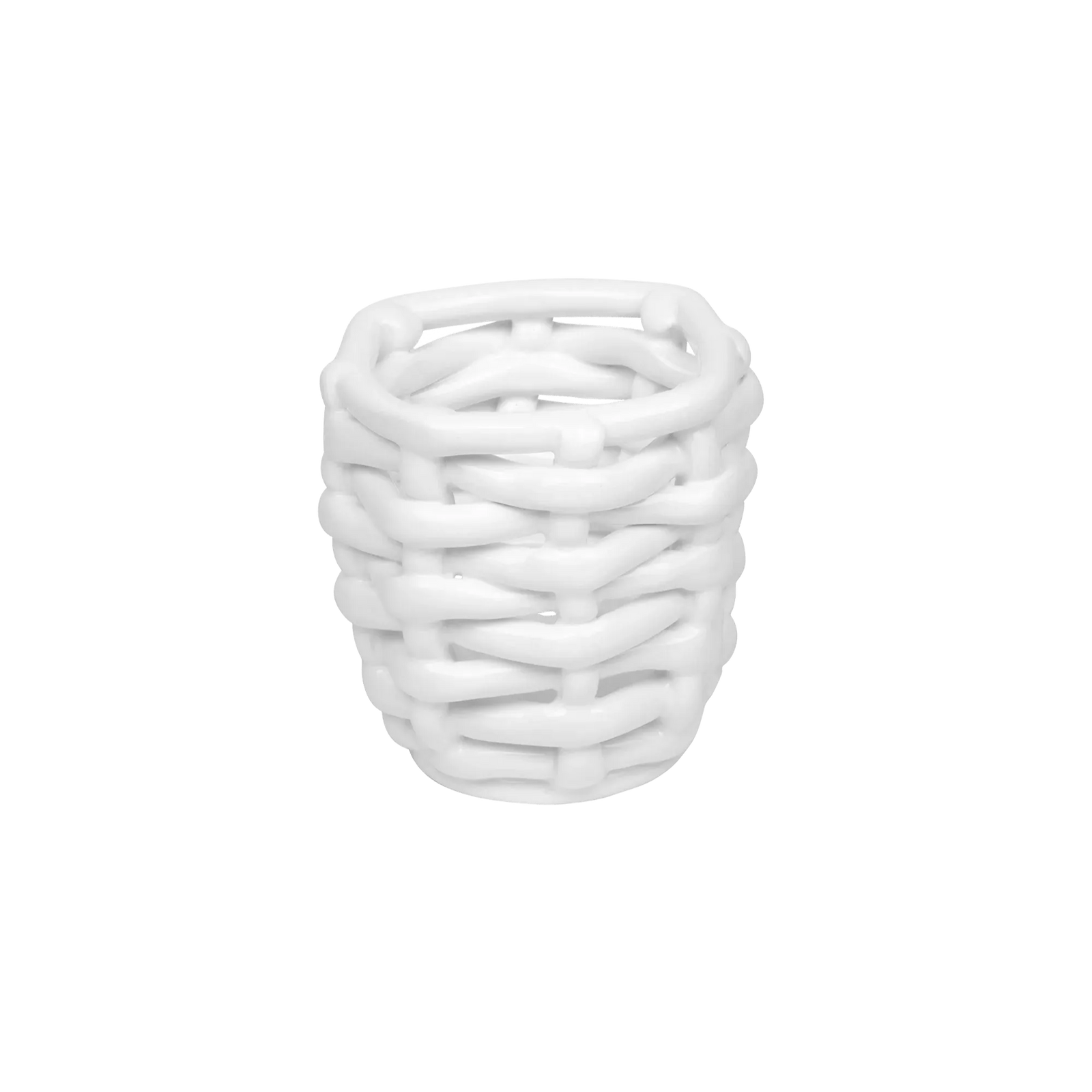 Small White Basketweave Planter