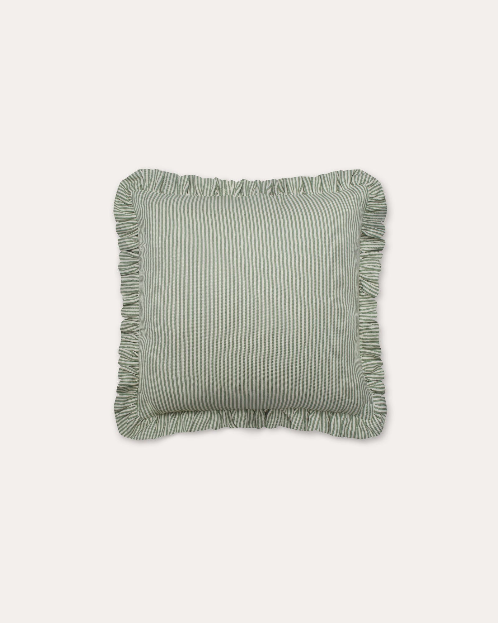 The Fine Stripe Square Cushion in Sage