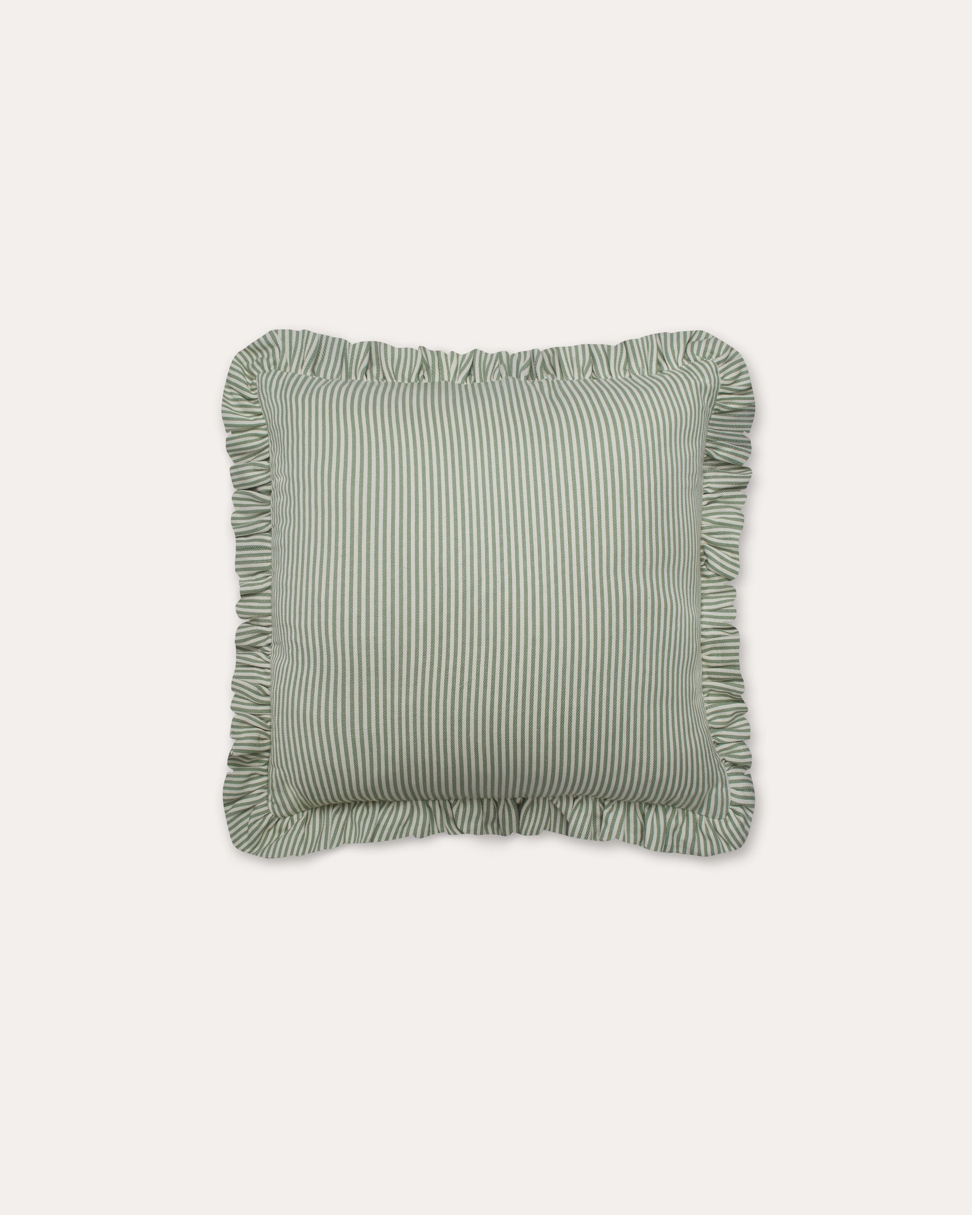 The Fine Stripe Square Cushion in Sage