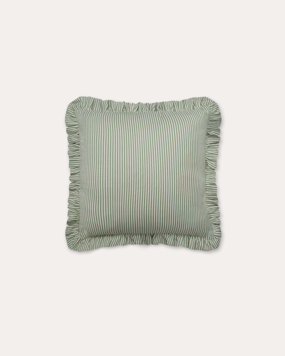 The Fine Stripe Square Cushion in Sage