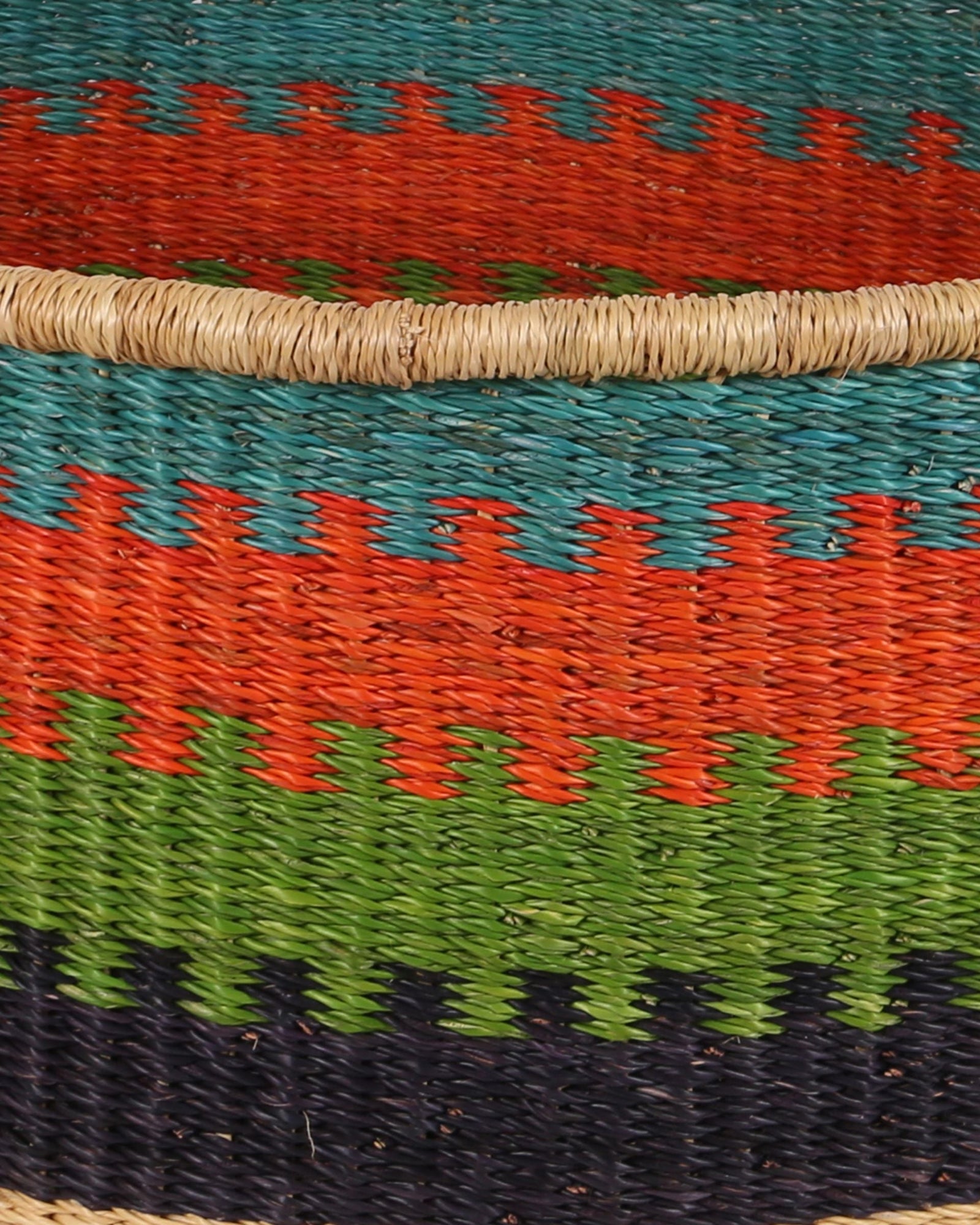 KWASIWA: Medium Orange, Green and Blue Floor Storage Basket with Handles
