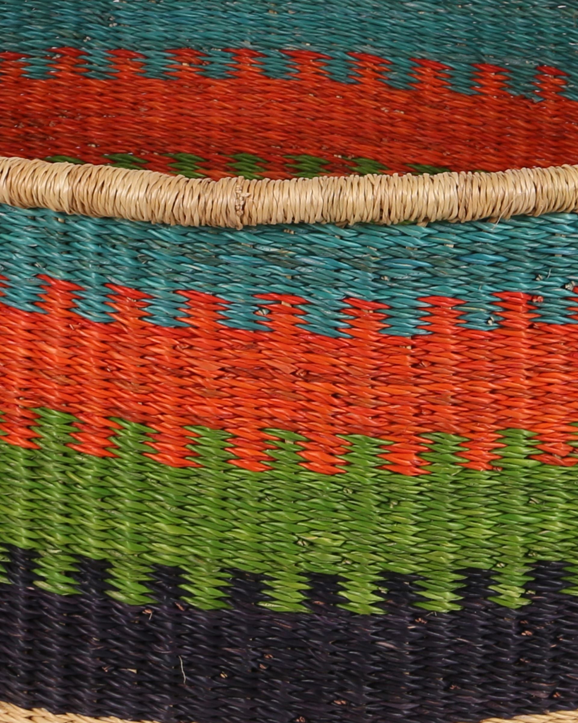 KWASIWA: Medium Orange, Green and Blue Floor Storage Basket with Handles
