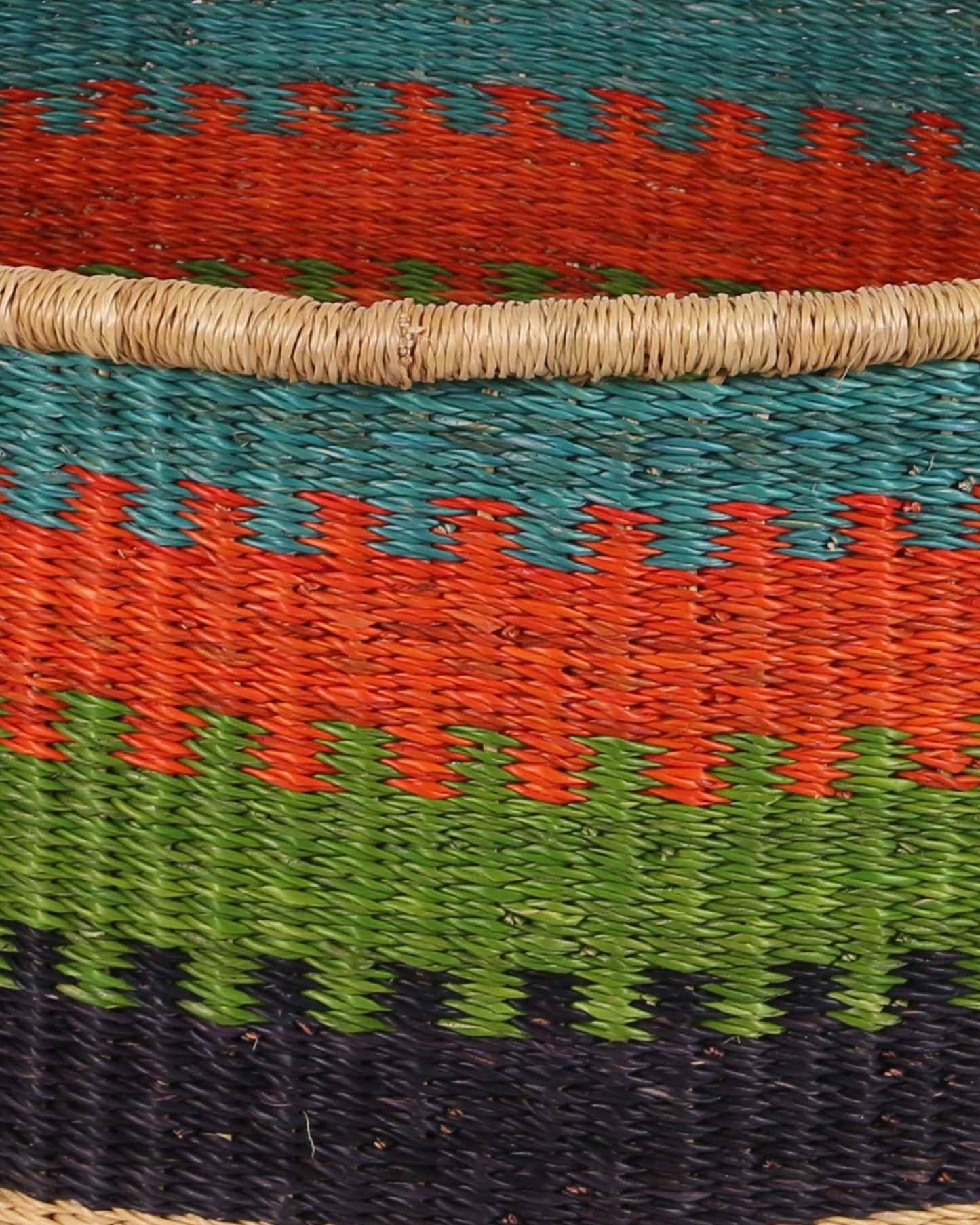 KWASIWA: Medium Orange, Green and Blue Floor Storage Basket with Handles