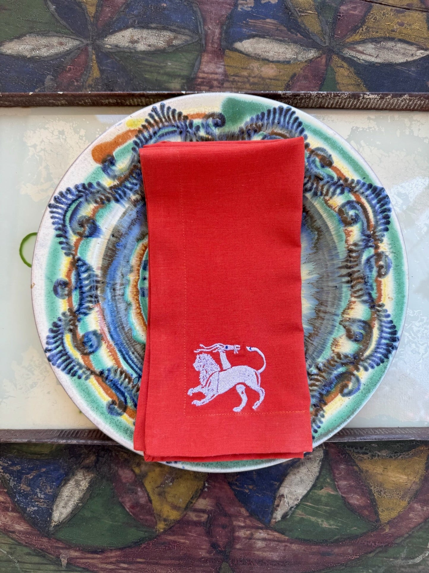 Chimera Dinner Napkin – Terracotta & Lilac