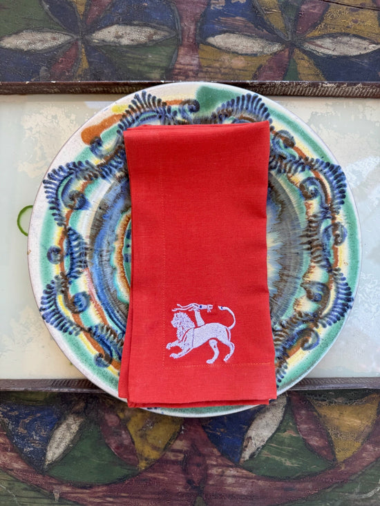 Chimera Dinner Napkin – Terracotta & Lilac