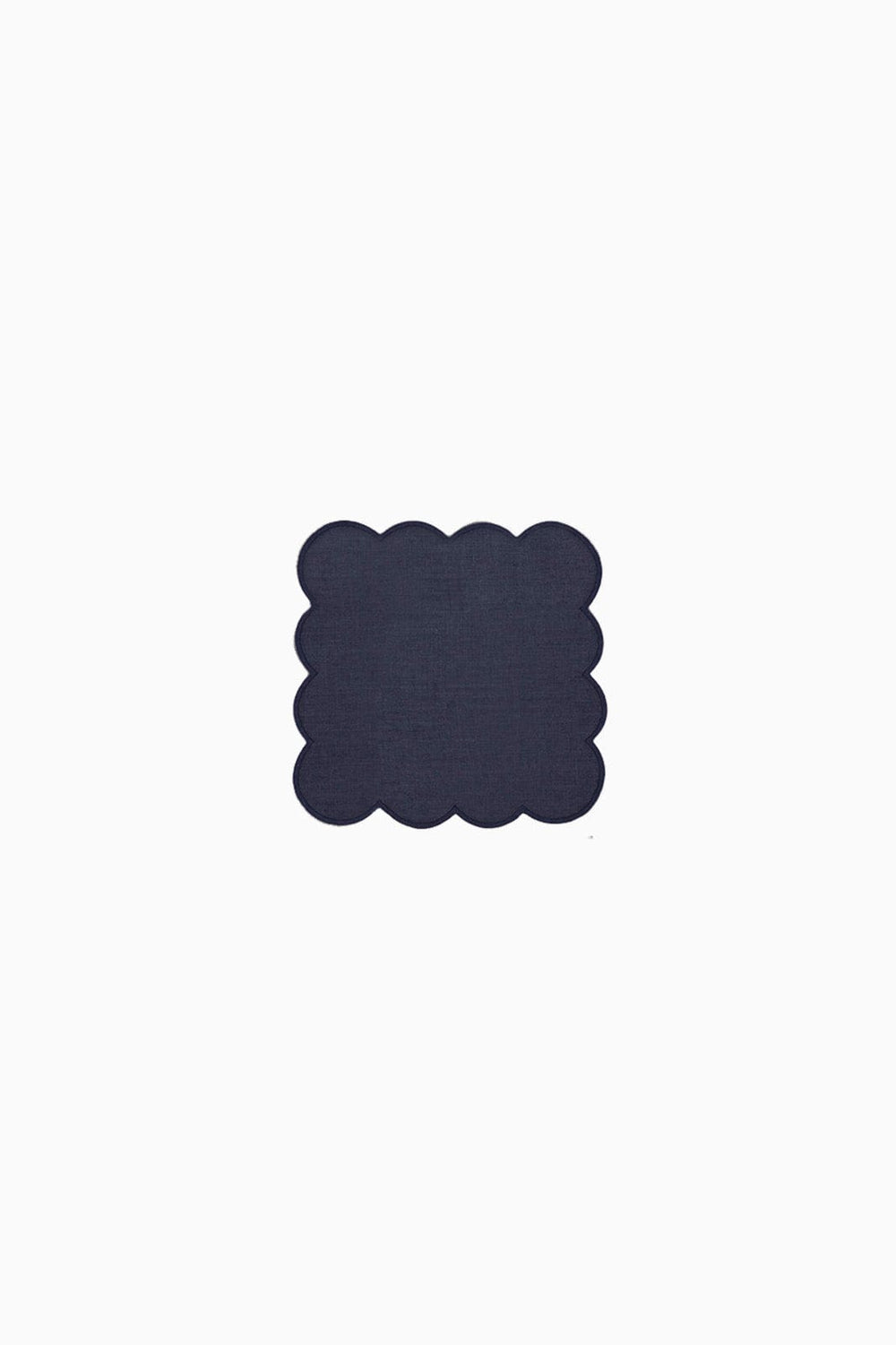 Zero-Waste Scalloped Linen Cocktail Napkins Navy Blue - Set of 4
