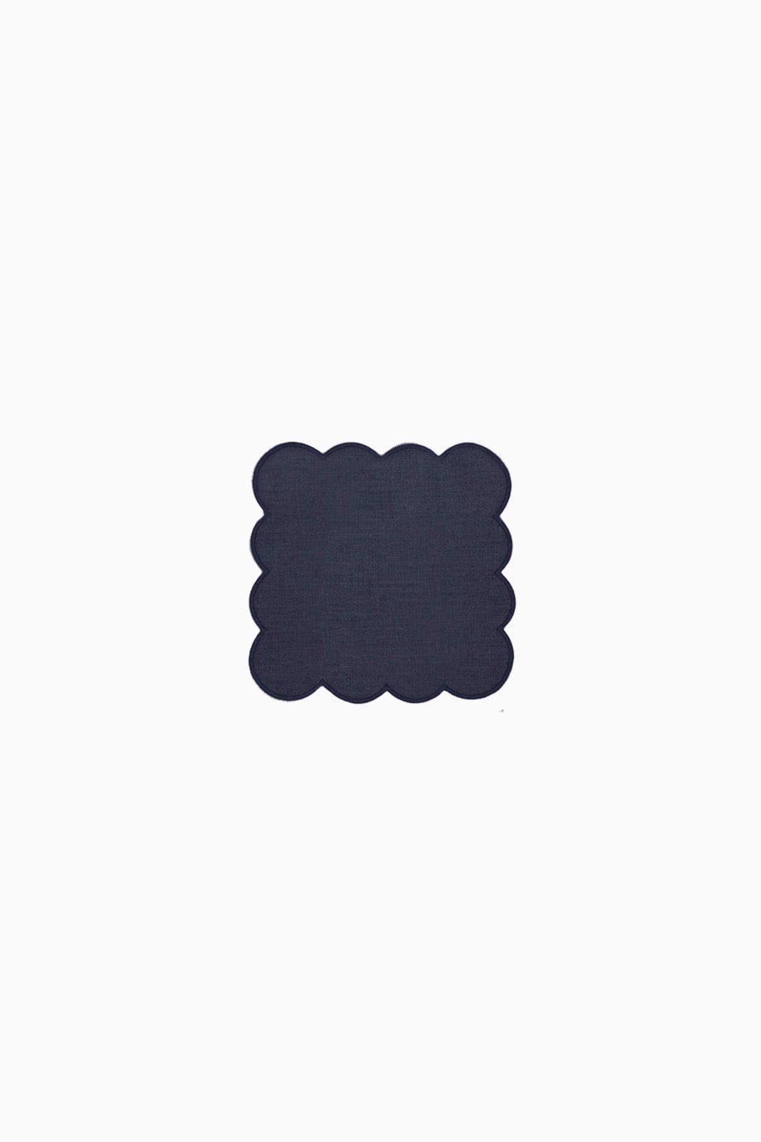 Zero-Waste Scalloped Linen Cocktail Napkins Navy Blue - Set of 4