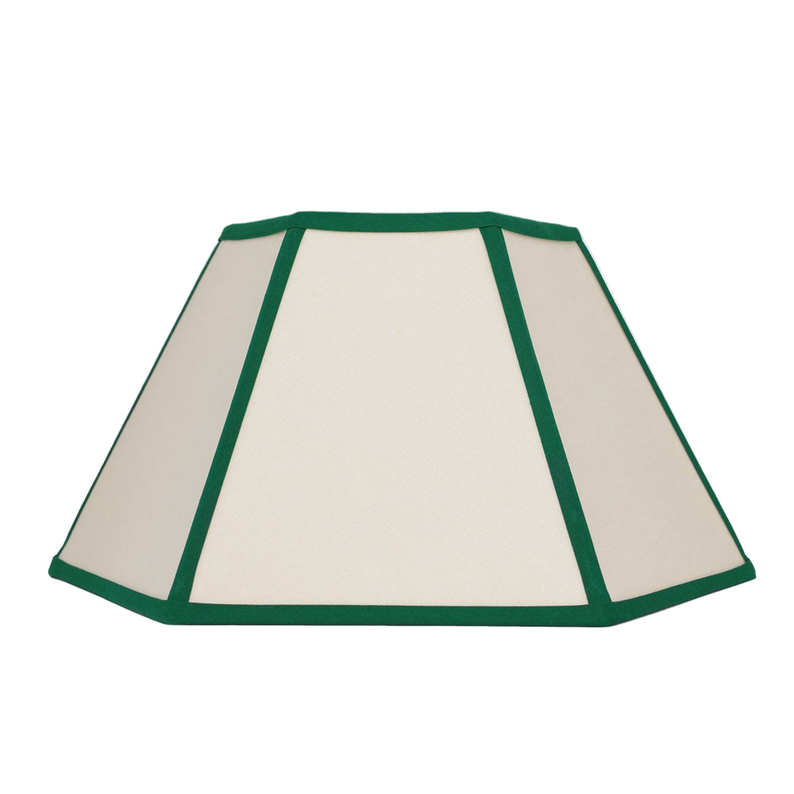 Hexagon Linen Lampshade, Green Trim - Medium (US)