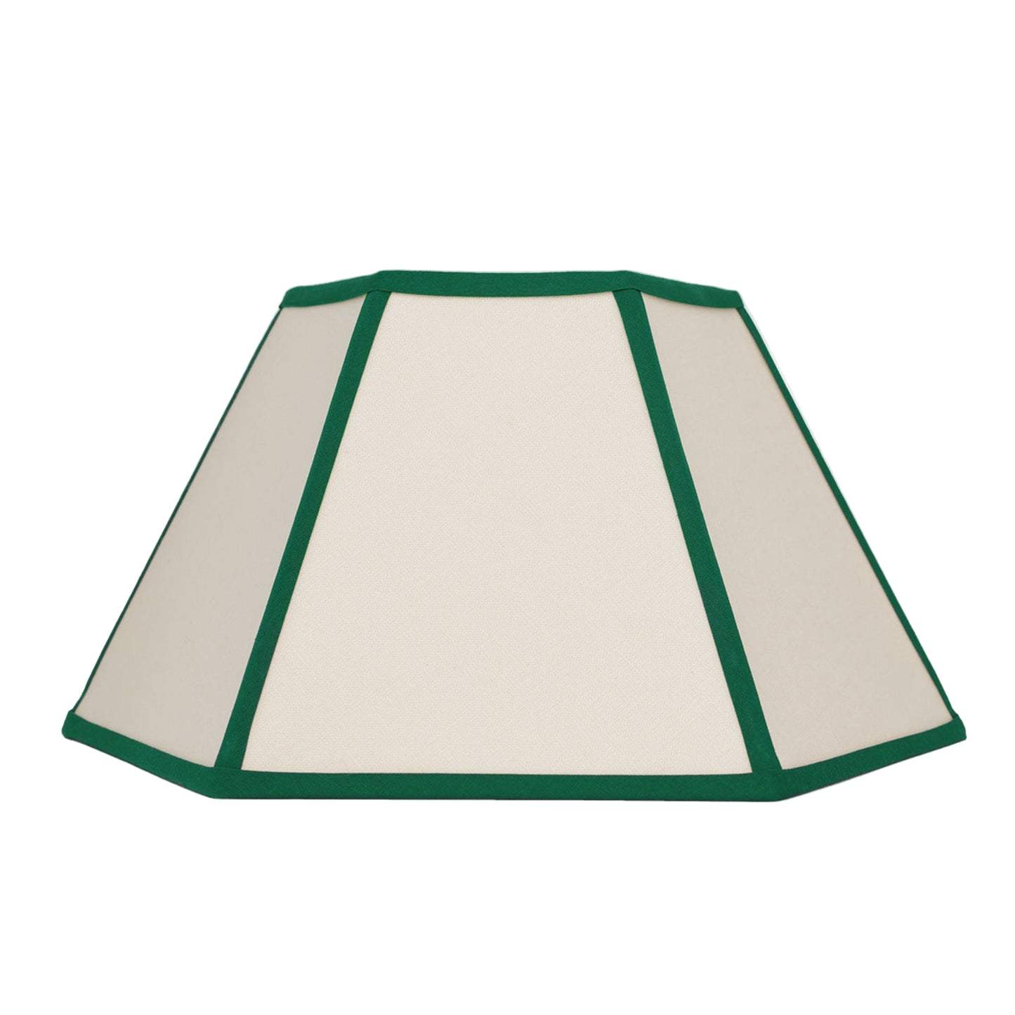 Hexagon Linen Lampshade, Green Trim - Medium (US)
