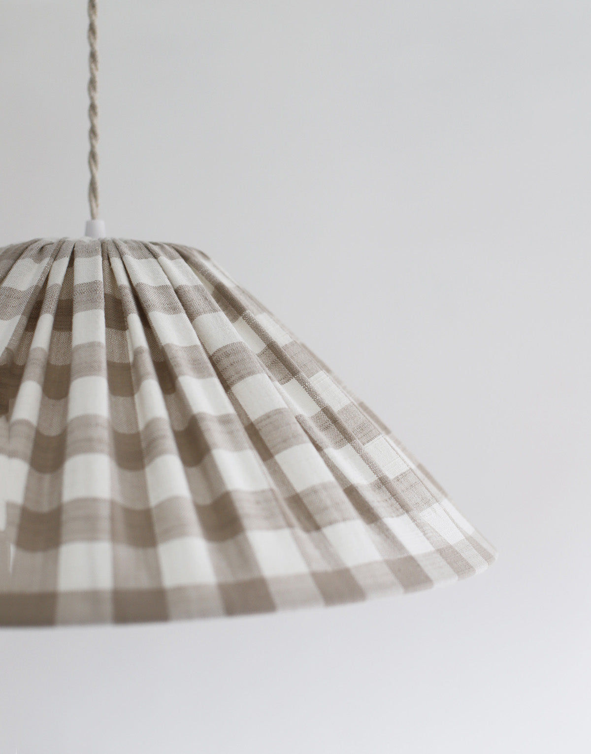 Malala Conical Pendant Light in Beige with Large Check Pattern
