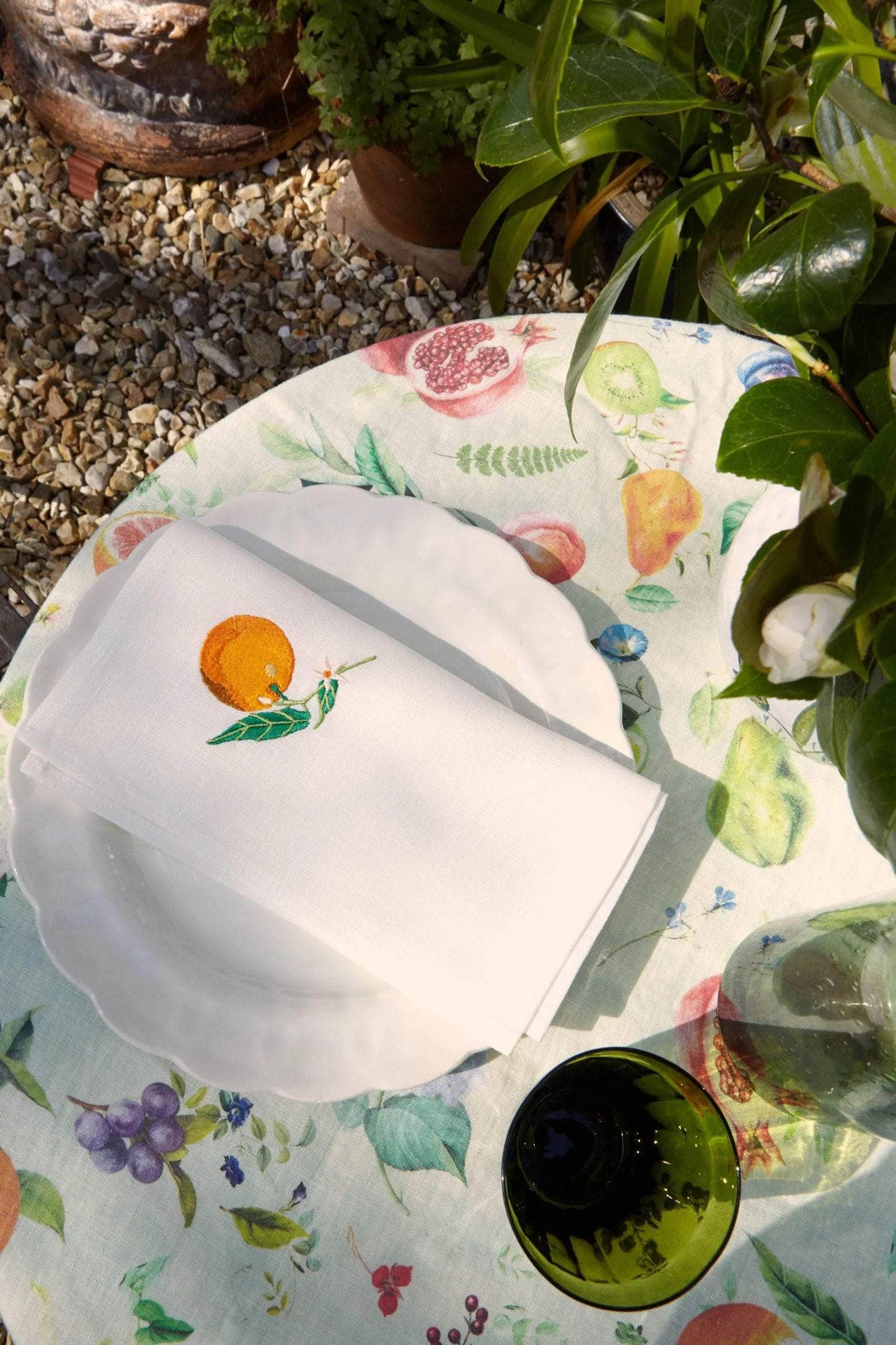 Persephone Embroidered Linen Napkin