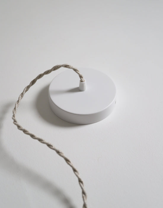 Olga Pleated Pendant Light in Beige Check Fabric with Turned Wood Finish