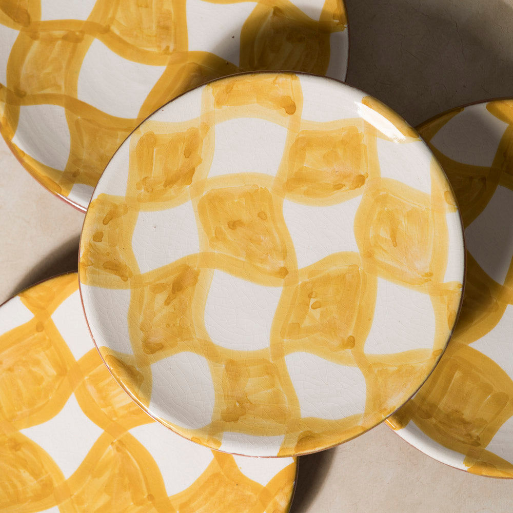 Mustard Chequered Fez Plate