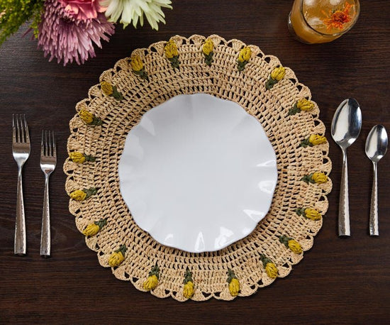 Handmade Tulip Placemat – Raffia Crochet Floral Table Mat
