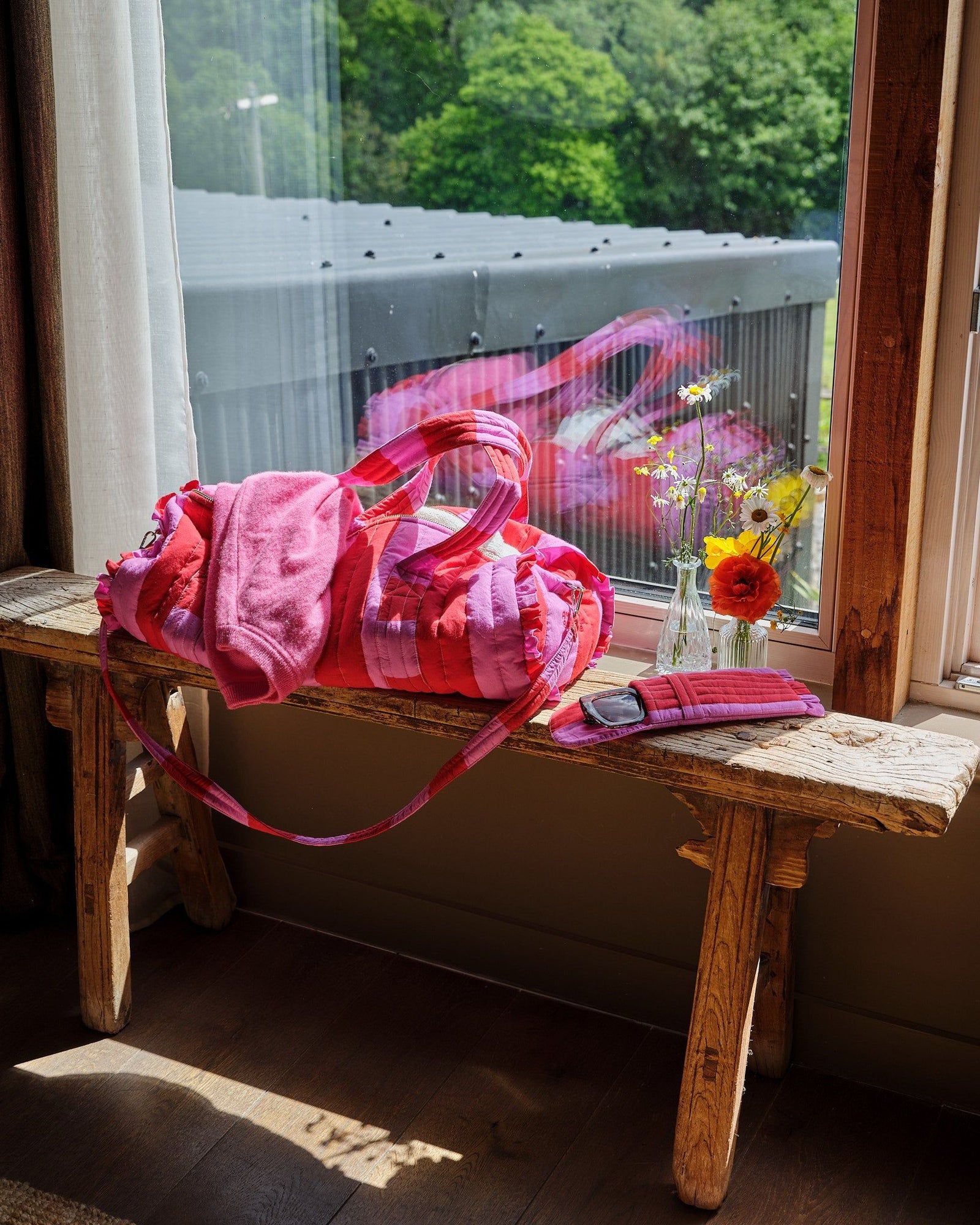 Cerise & Fuchsia Wide Stripe Quilted Bag