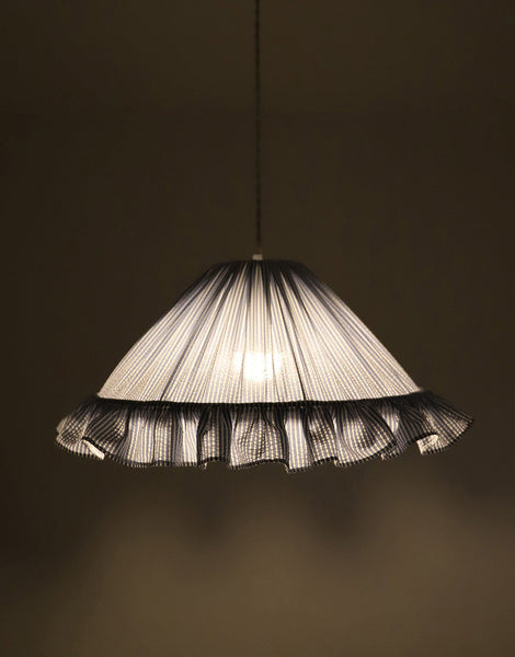 Emilia "Marina" Conical Pendant Light with Fine Stripes and Ruffles