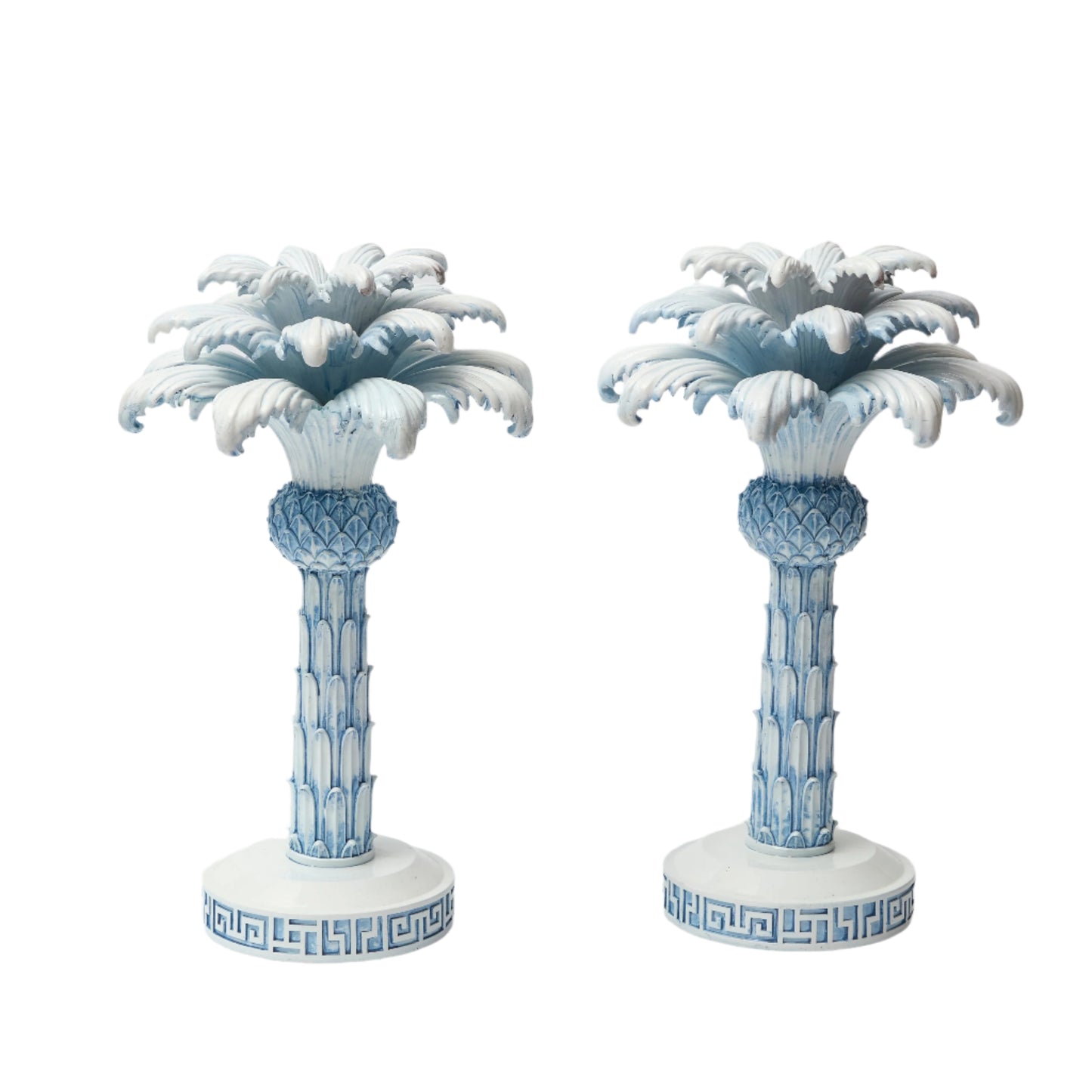 Pair of Blue Palm Tree Candlesticks