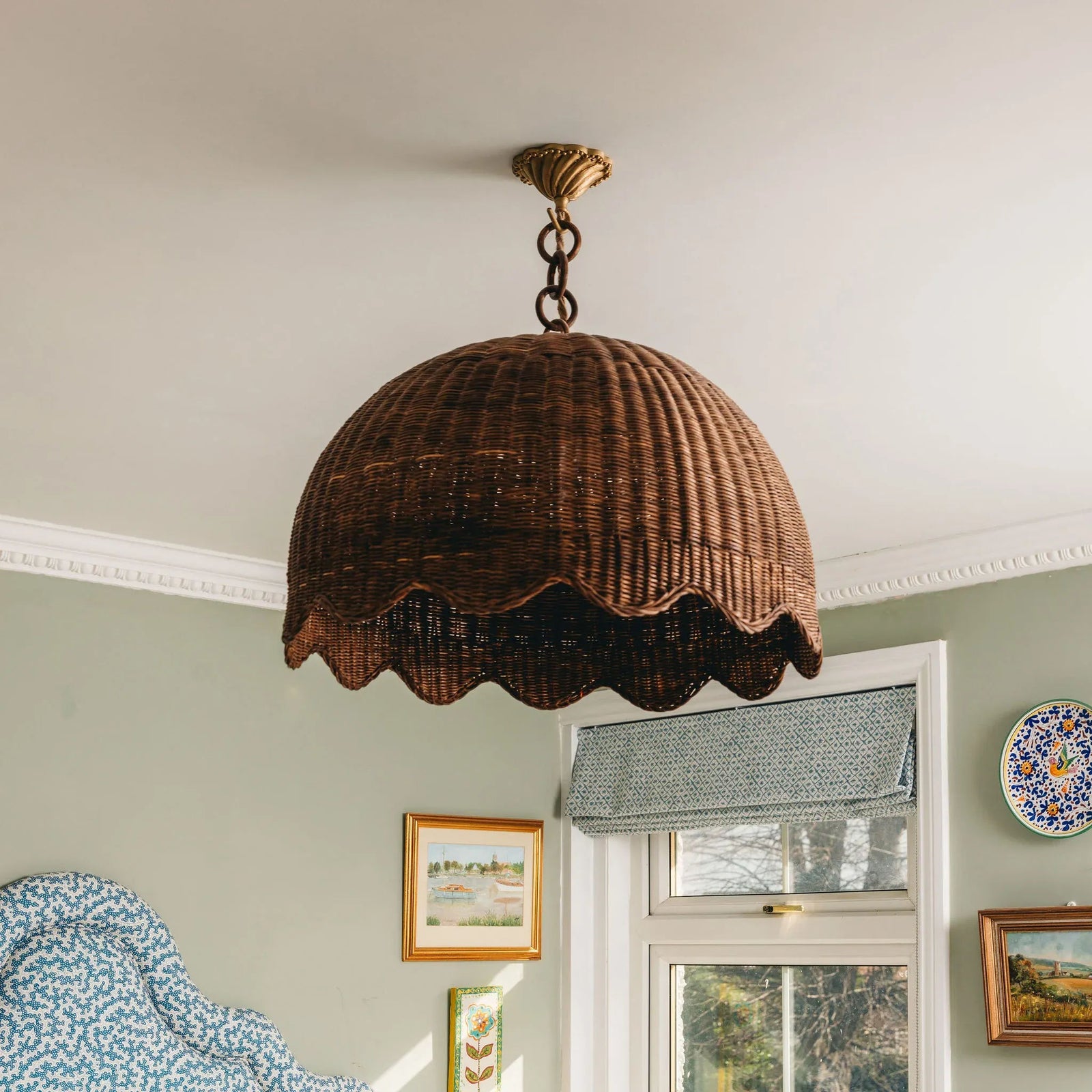 Etta Scalloped Pendant (Large Teak)