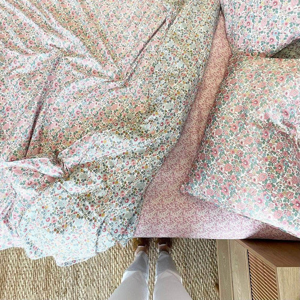 Bedding made with Liberty Fabric Betsy Blossom Pink