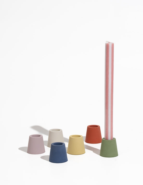 Stump Candle Holder - Light Grey