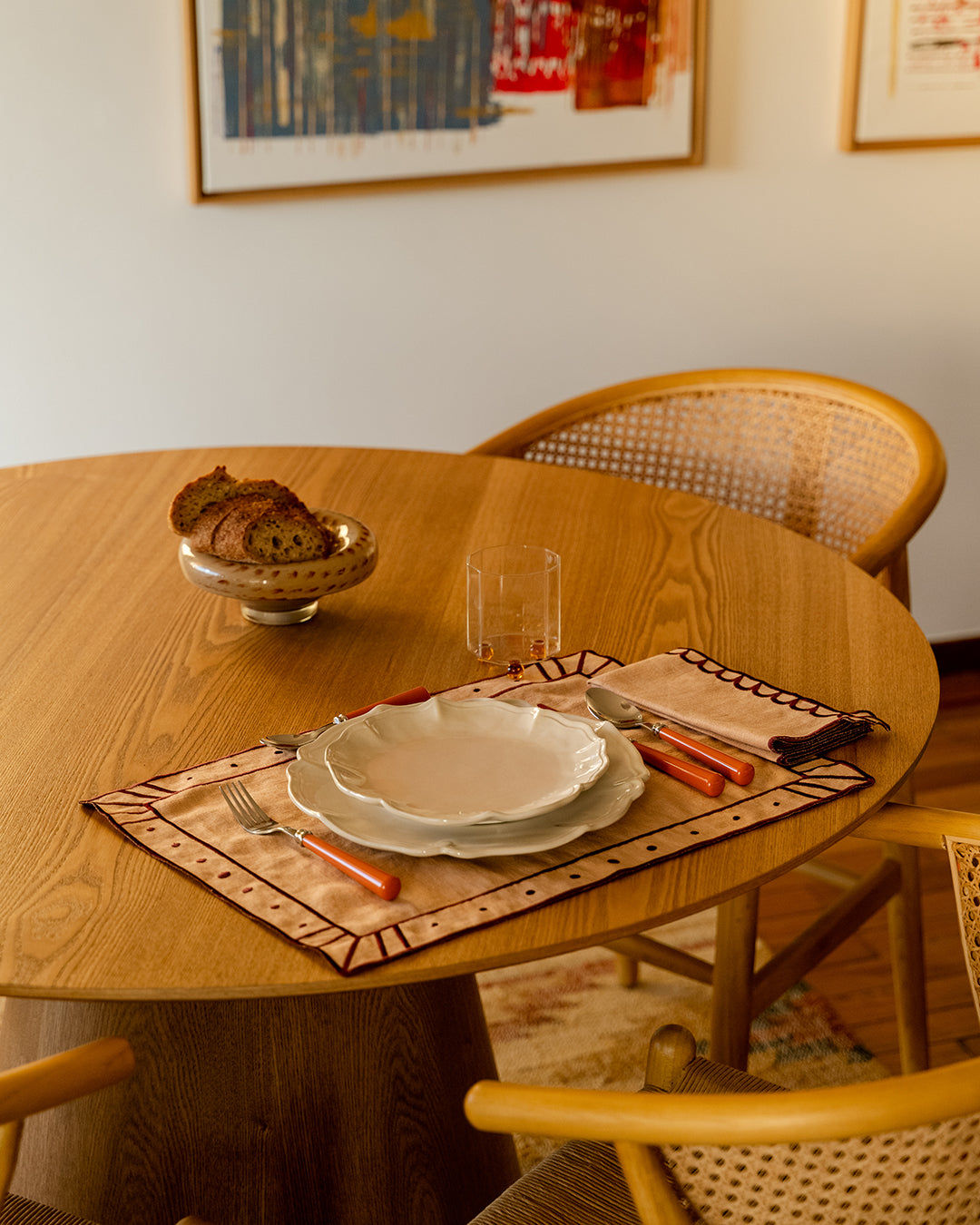 Belle Nuit Napkin, Salmon with Bordeaux