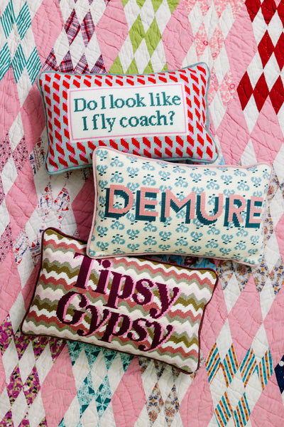 Fly Coach Needlepoint Pillow