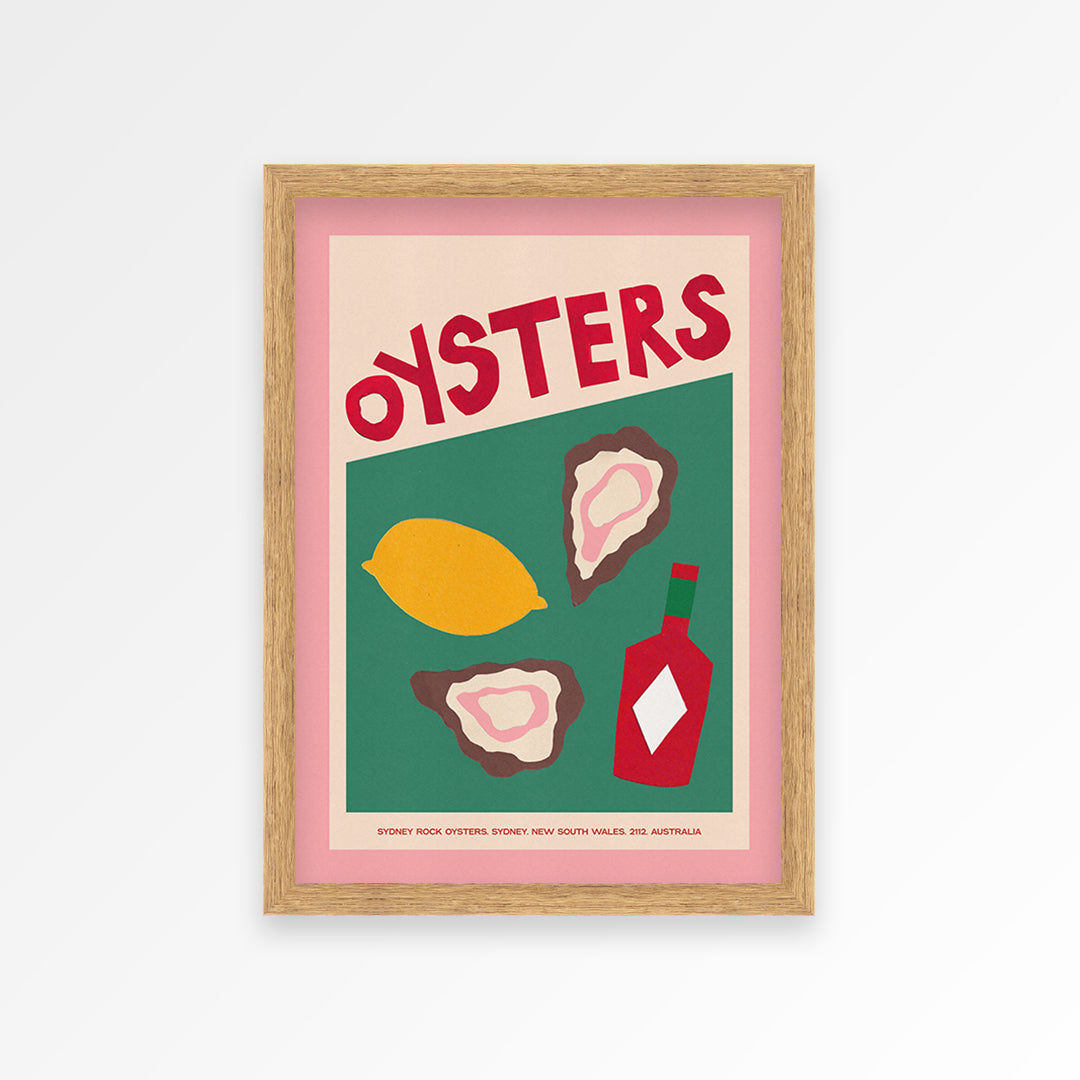 Oysters Hand Collaged Print