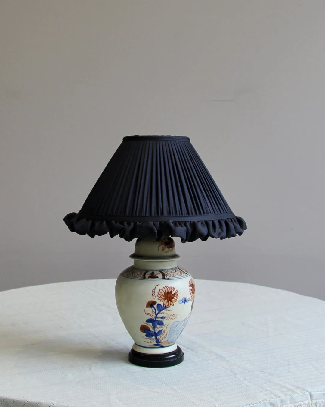 The Silk Frill Lampshade in Black Grape Coolie