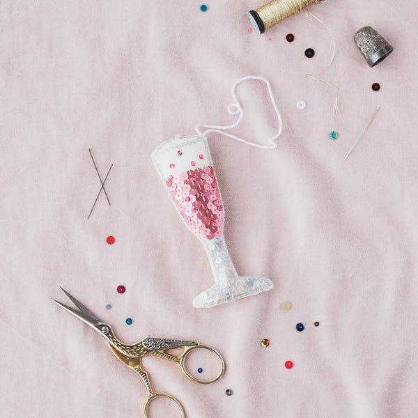 Rosé All Day Flute Sequin Ornament