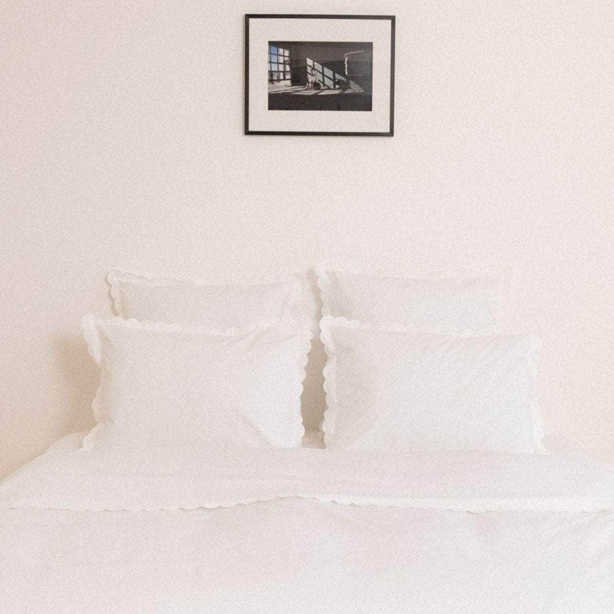 The Scalloped Pillowcases in White Cotton Percale (Set of 2)