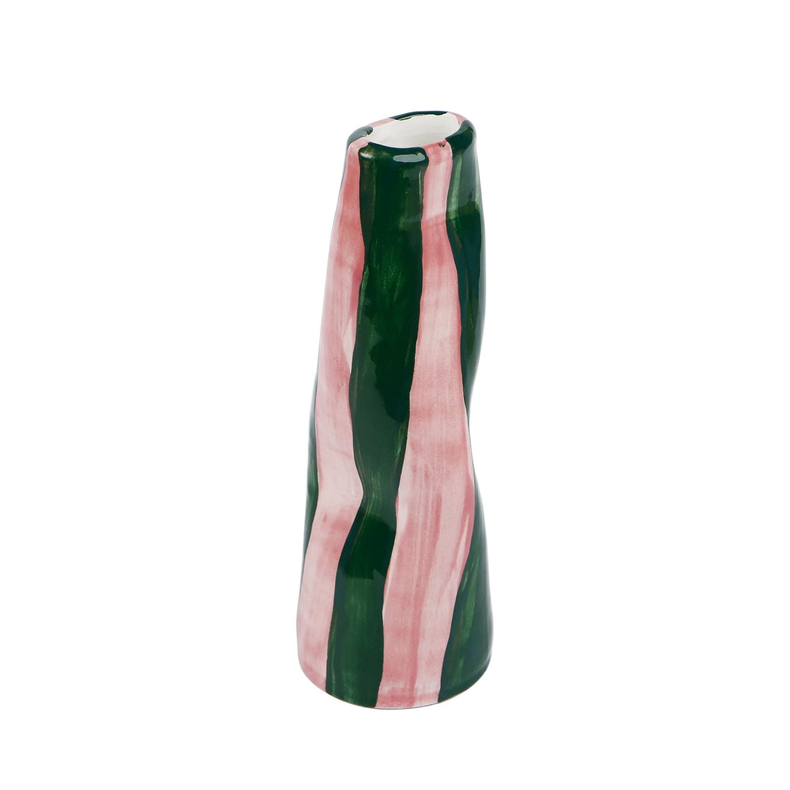 GREEN ON PINK STRIPES VASE