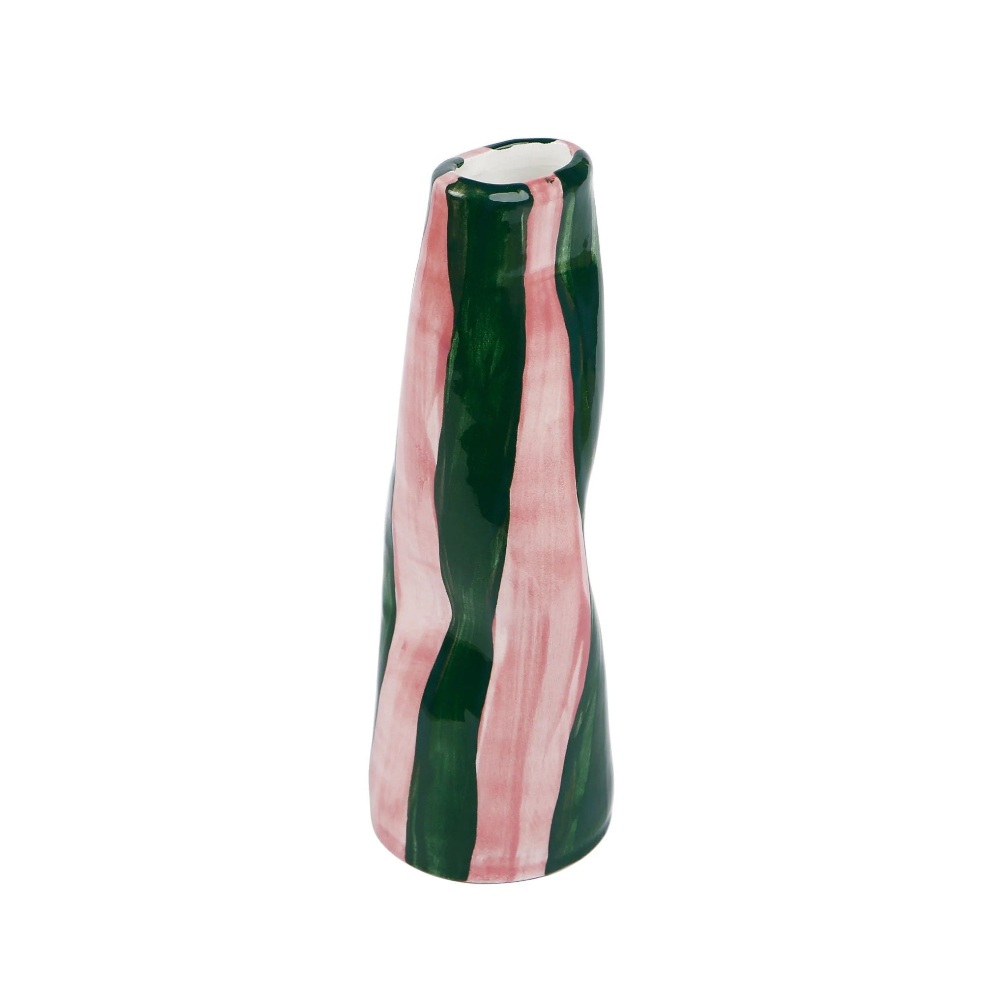 GREEN ON PINK STRIPES VASE