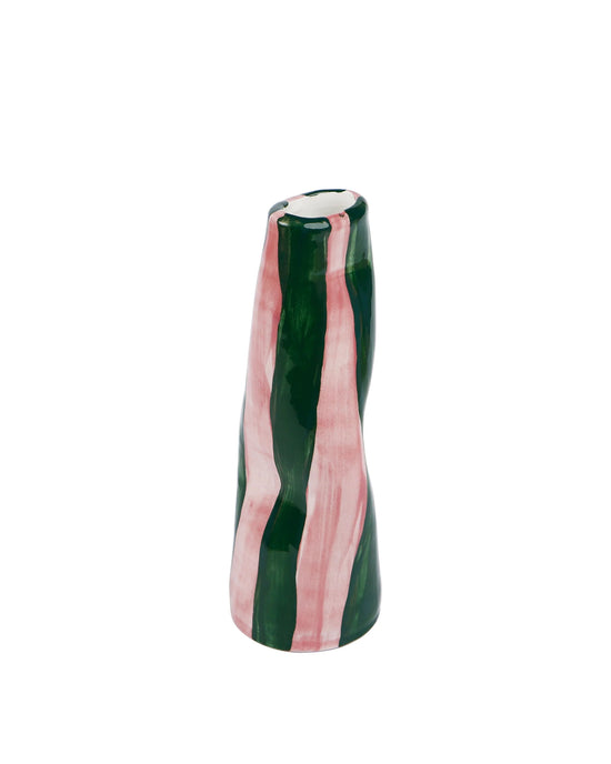 GREEN ON PINK STRIPES VASE