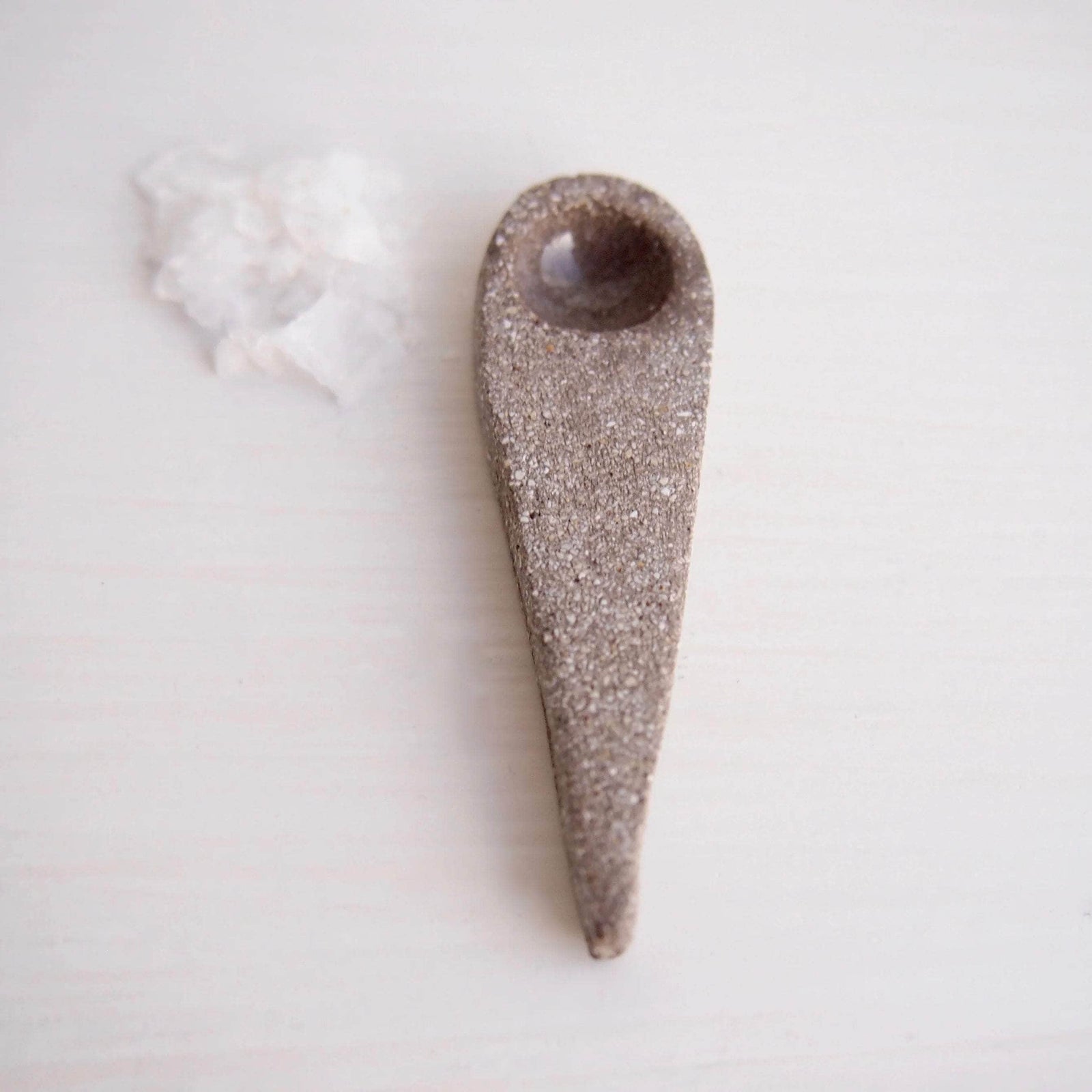 Handmade Mini Grey Ceramic Salt or Spice Spoon