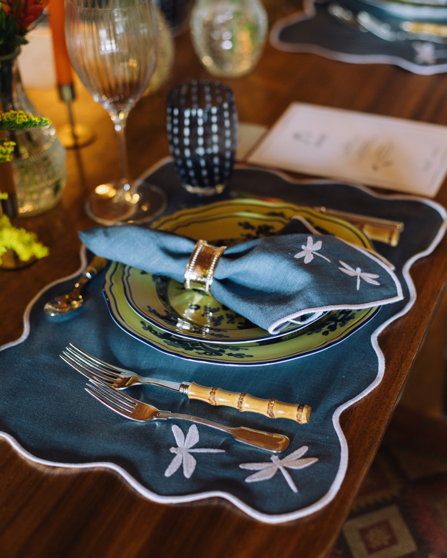 Libelinhas IEA Napkin, Blue with White